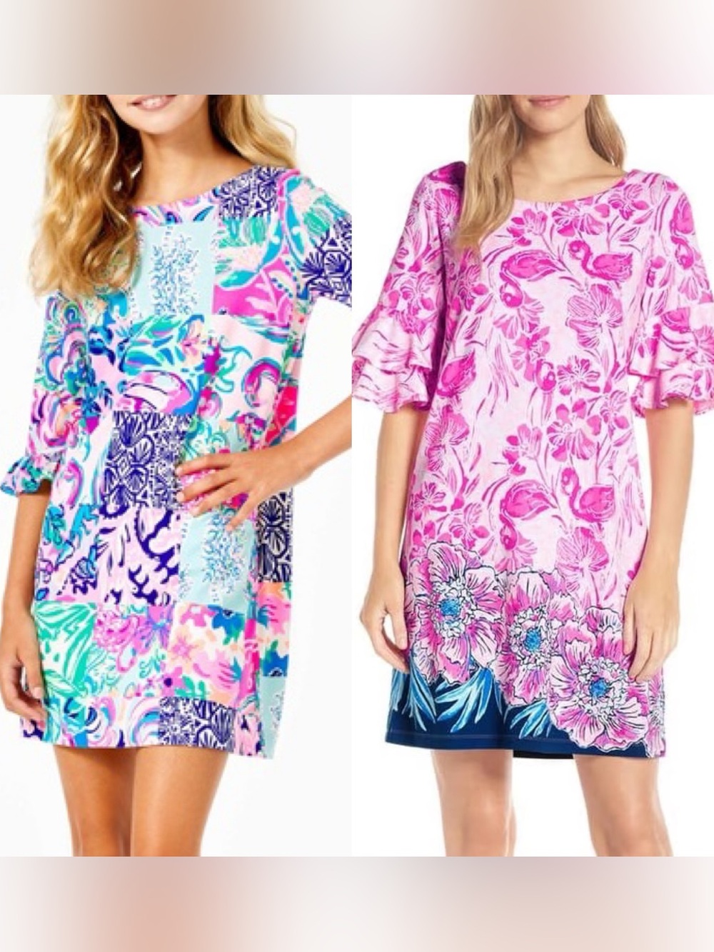 2️⃣ Lilly Pulitzer Pink & Blue Floral Dresses